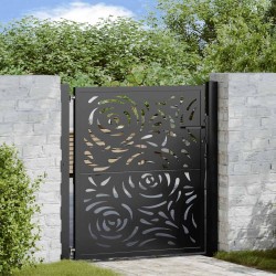 Portail de jardin noir 100x100 cm en acier avec motif flamme 531930531930