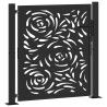 Portail de jardin noir 100x100 cm en acier avec motif flamme 531930531930