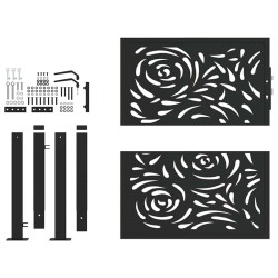 Portail de jardin noir 100x100 cm en acier avec motif flamme 531930531930