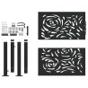 Portail de jardin noir 100x100 cm en acier avec motif flamme 531930531930