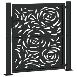 Portail de jardin noir 100x100 cm en acier avec motif flamme 531930531930