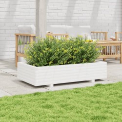 Jardinière blanc 110x60x26,5 cm bois de pin massif 532034532034