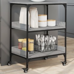 Chariot de cuisine sonoma gris 60x41x80,5 cm bois d'ingénierie 532038532038