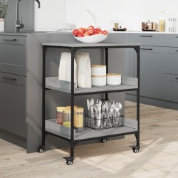 Chariot de cuisine sonoma gris 60x41x80,5 cm bois d'ingénierie 532038532038