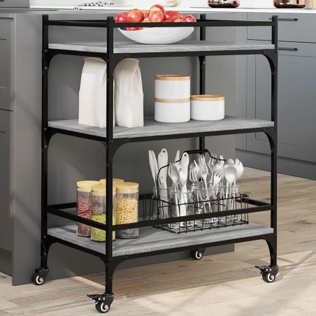 Chariot de cuisine sonoma gris 65x40x86,5 cm bois d'ingénierie 532040532040