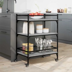 Chariot de cuisine sonoma gris 65x40x86,5 cm bois d'ingénierie 532040532040