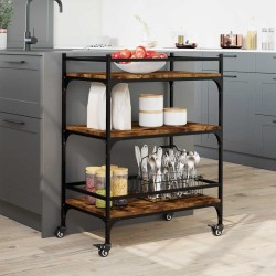 Chariot de cuisine chêne fumé 65x40x86,5 cm bois d'ingénierie 532042532042