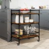 Chariot de cuisine chêne fumé 65x40x86,5 cm bois d'ingénierie 532042532042