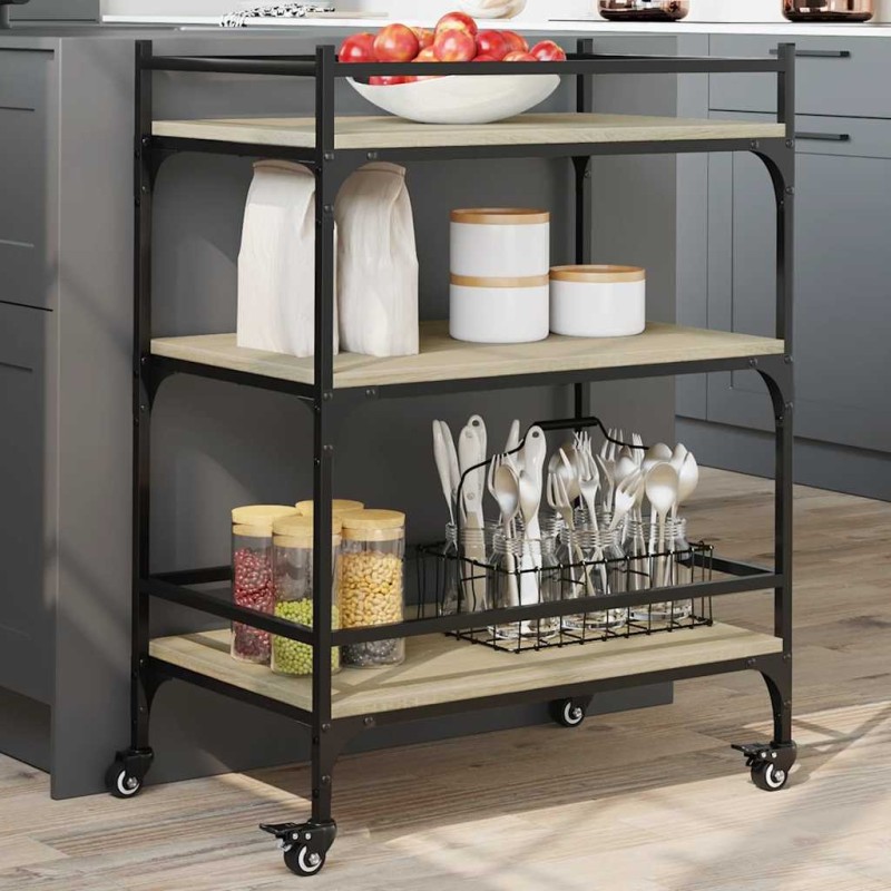 Chariot de cuisine chêne sonoma 65x40x86,5 cm bois d'ingénierie 532043532043