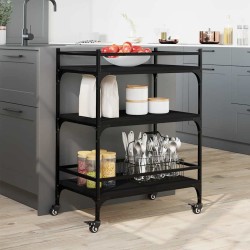Chariot de cuisine noir 65x40x86,5 cm bois d'ingénierie 532044532044