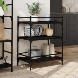 Chariot de cuisine noir 65x40x86,5 cm bois d'ingénierie 532044532044