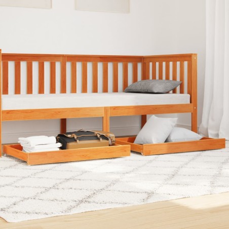 Tiroirs de lit de jour 2 pcs cire marron bois de pin massif 532045532045