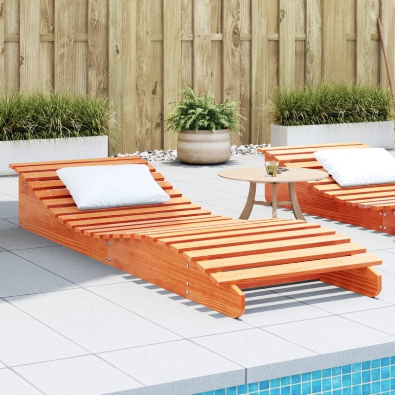Chaise longue cire marron 205x70x31,5 cm bois massif de pin 532072532072