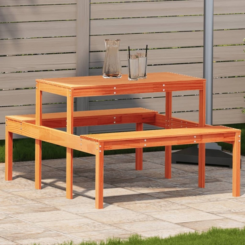 Table de pique-nique cire marron 110x134x75 cm bois massif pin 532075532075