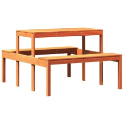 Table de pique-nique cire marron 110x134x75 cm bois massif pin 532075532075