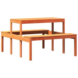 Table de pique-nique cire marron 110x134x75 cm bois massif pin 532075532075