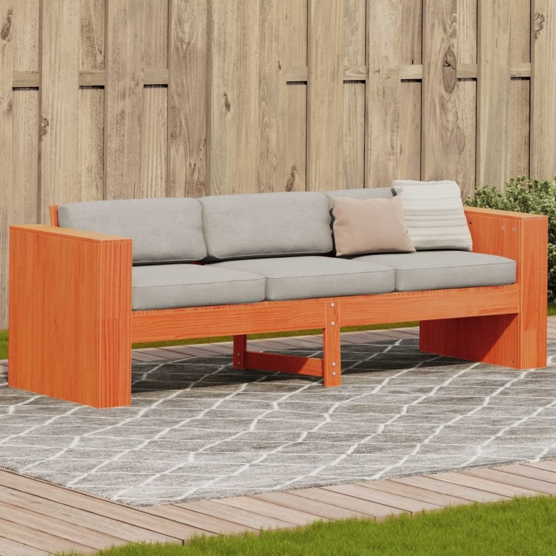 Canapé de jardin 3 places cire marron bois de pin massif 532079532079