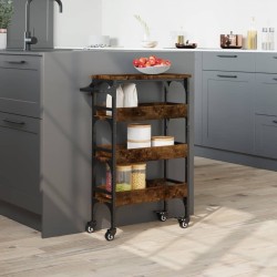 Chariot de cuisine chêne fumé 53x20x76 cm bois d'ingénierie 532084532084