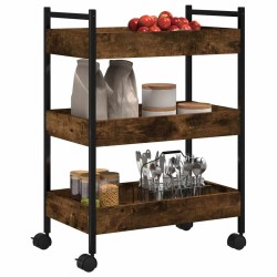 Chariot de cuisine chêne fumé 50x30x70 cm bois d'ingénierie 532085532085