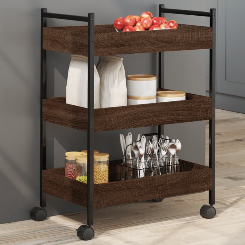 Chariot de cuisine chêne marron 50x30x70 cm bois d'ingénierie 532086532086