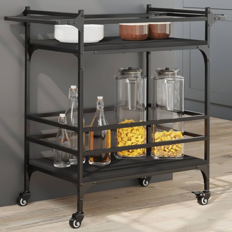 Chariot de cuisine noir 82x40x78,5 cm bois d'ingénierie 532088532088