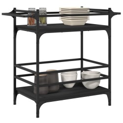 Chariot de cuisine noir 82x40x78,5 cm bois d'ingénierie 532088532088