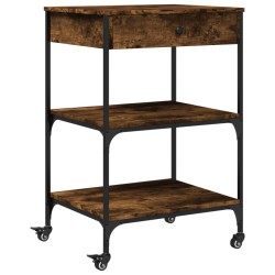 Chariot de cuisine chêne fumé 60x48x89,5 cm bois d'ingénierie 532090532090