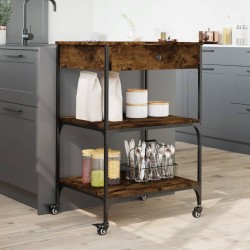 Chariot de cuisine chêne fumé 60x48x89,5 cm bois d'ingénierie 532090532090
