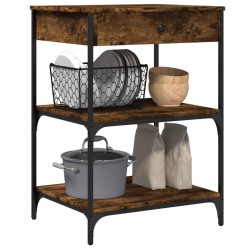 Chariot de cuisine chêne fumé 60x48x89,5 cm bois d'ingénierie 532090532090
