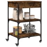 Chariot de cuisine chêne fumé 60x48x89,5 cm bois d'ingénierie 532090532090