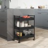 Chariot de cuisine noir 50x30x70 cm bois d'ingénierie 532094532094
