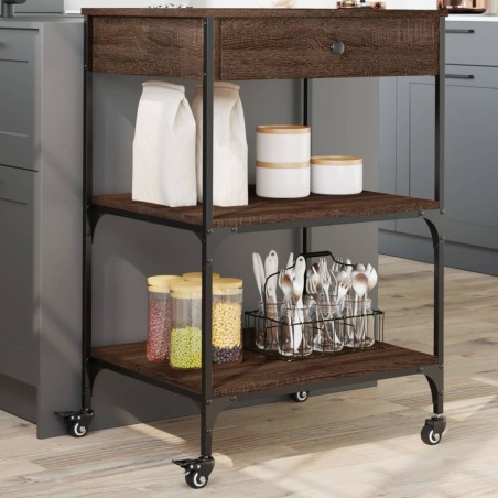 Chariot de cuisine chêne marron 60x48x89,5 cm bois d'ingénierie 532096532096