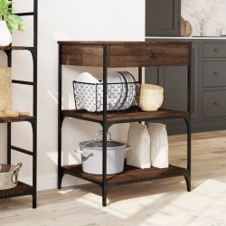Chariot de cuisine chêne marron 60x48x89,5 cm bois d'ingénierie 532096532096