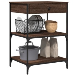 Chariot de cuisine chêne marron 60x48x89,5 cm bois d'ingénierie 532096532096
