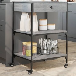 Chariot de cuisine sonoma gris 60x48x89,5 cm bois d'ingénierie 532097532097