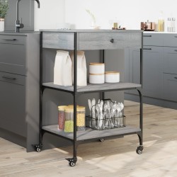 Chariot de cuisine sonoma gris 60x48x89,5 cm bois d'ingénierie 532097532097