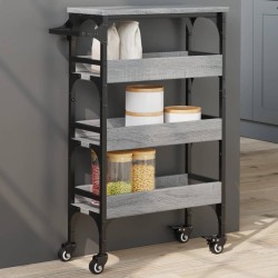 Chariot de cuisine sonoma gris 53x20x76 cm bois d'ingénierie 532099532099