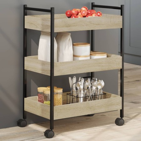 Chariot de cuisine chêne sonoma 50x30x70 cm bois d'ingénierie 532100532100