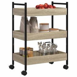 Chariot de cuisine chêne sonoma 50x30x70 cm bois d'ingénierie 532100532100