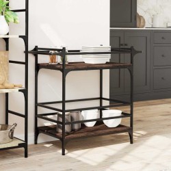 Chariot de cuisine chêne marron 82x40x78,5 cm bois d'ingénierie 532105532105