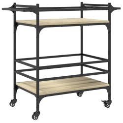Chariot de cuisine chêne sonoma 82x40x78,5 cm bois d'ingénierie 532118532118