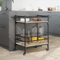 Chariot de cuisine chêne sonoma 82x40x78,5 cm bois d'ingénierie 532118532118