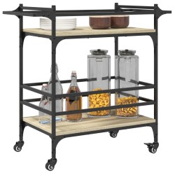 Chariot de cuisine chêne sonoma 82x40x78,5 cm bois d'ingénierie 532118532118