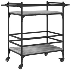 Chariot de cuisine sonoma gris 82x40x78,5 cm bois d'ingénierie 532119532119