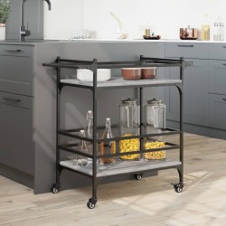 Chariot de cuisine sonoma gris 82x40x78,5 cm bois d'ingénierie 532119532119