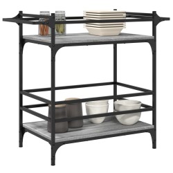 Chariot de cuisine sonoma gris 82x40x78,5 cm bois d'ingénierie 532119532119