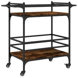 Chariot de cuisine chêne fumé 82x40x78,5 cm bois d'ingénierie 532121532121