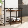 Chariot de cuisine chêne fumé 82x40x78,5 cm bois d'ingénierie 532121532121
