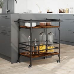 Chariot de cuisine chêne fumé 82x40x78,5 cm bois d'ingénierie 532121532121