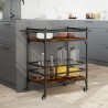 Chariot de cuisine chêne fumé 82x40x78,5 cm bois d'ingénierie 532121532121